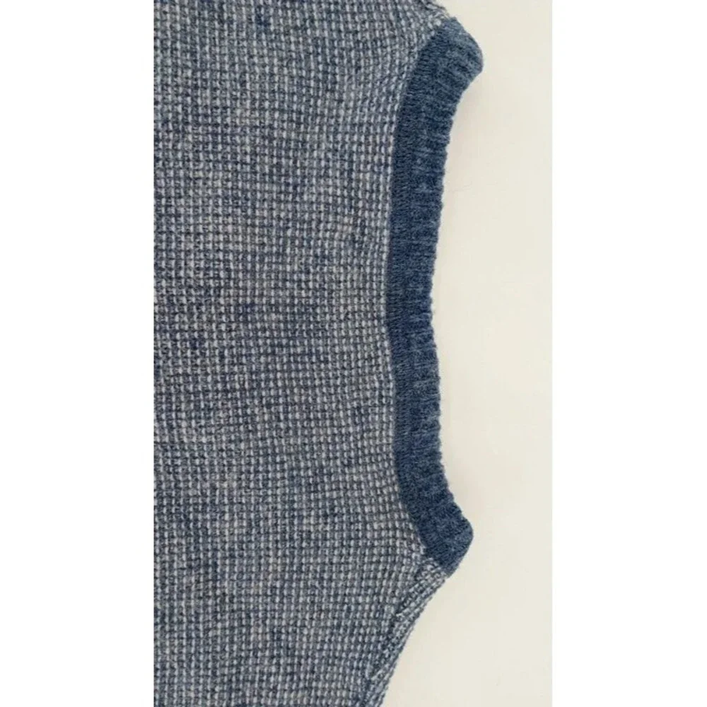 J.Crew XL 100% Lambswool Sweater Blue Gray Textured Knit Dolman Boatneck